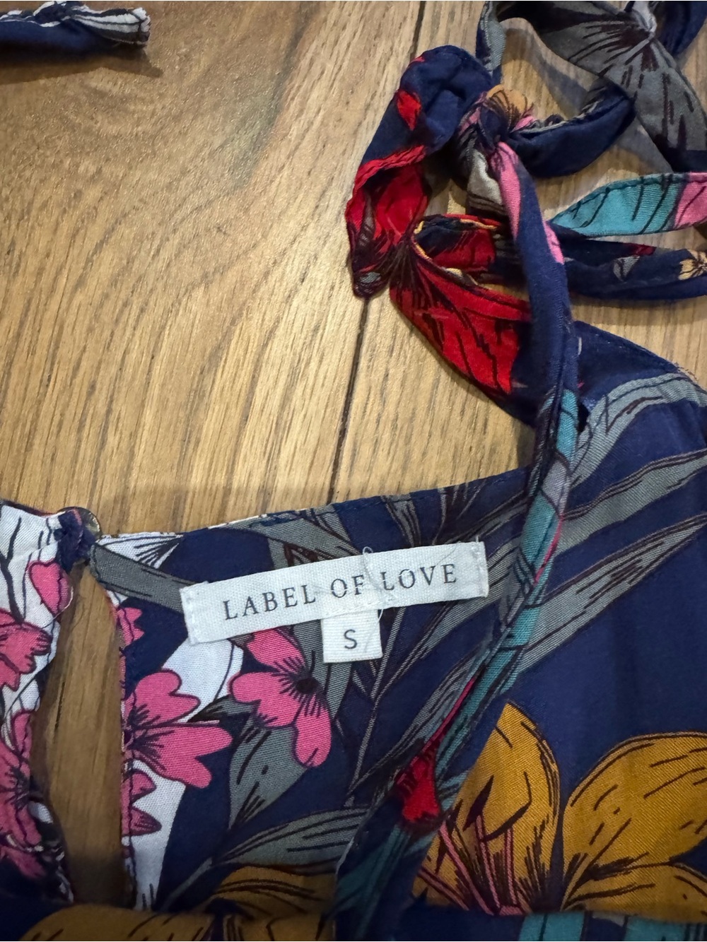 Label of Love Navy Floral Tie-Shoulder Chemise - Navy/Multi